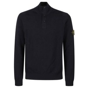 Stone Island High Collar Pullover With Buttoned Placket And Logo Patch - NWT